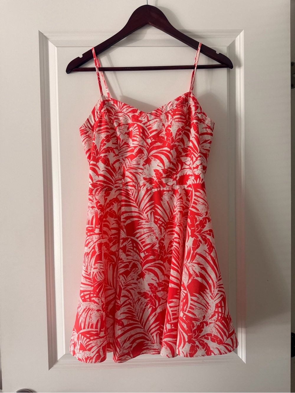 AE Coral & White Tropical Print Slip Dress
